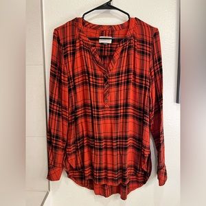 Plaid long sleeve blouse